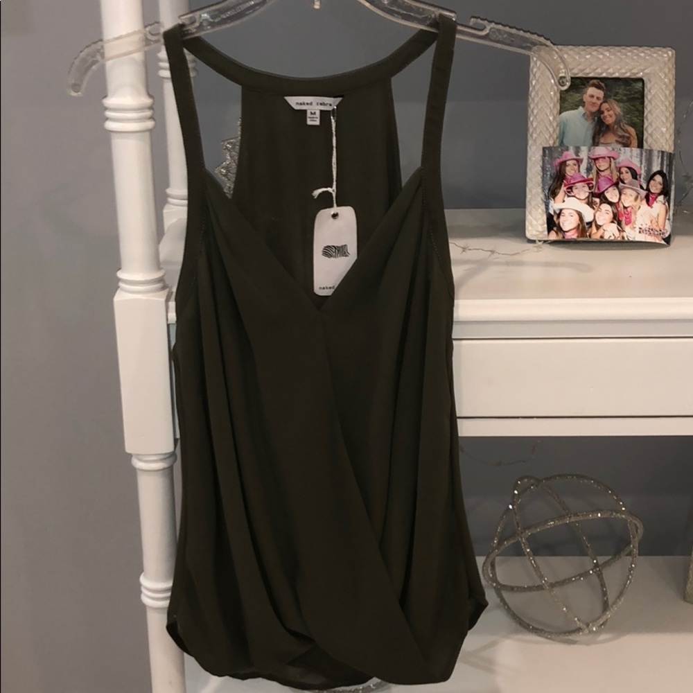 Women’s olive cross tank top